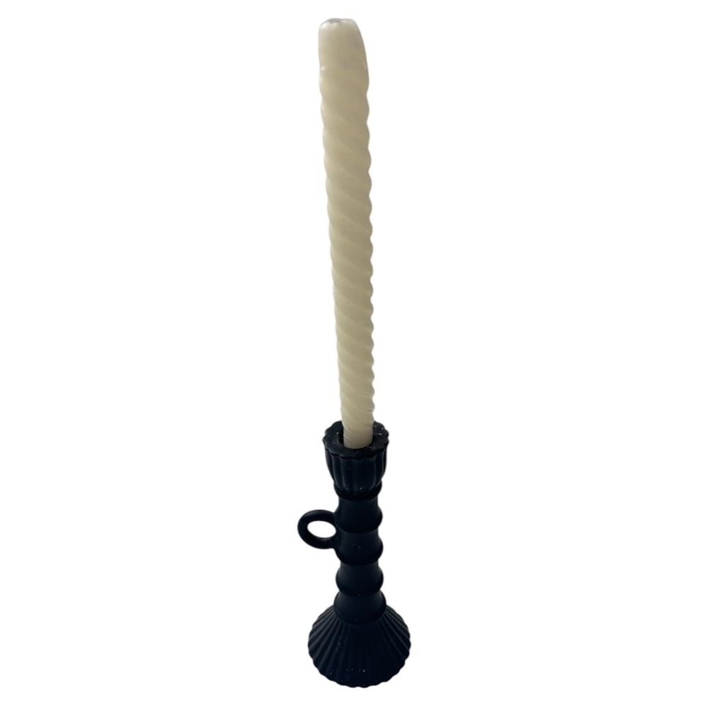 Elegant Black Candle Holder with Cream Candle